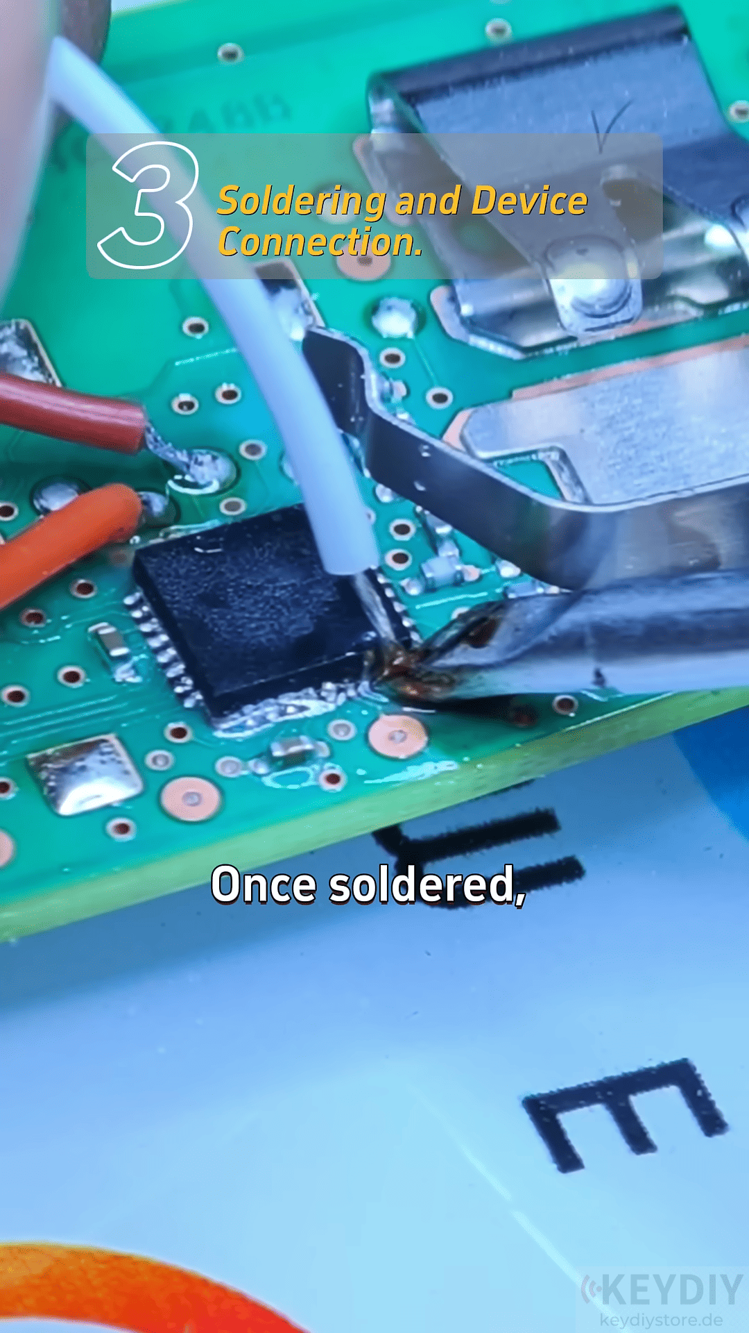 Solder wires to correct chip points